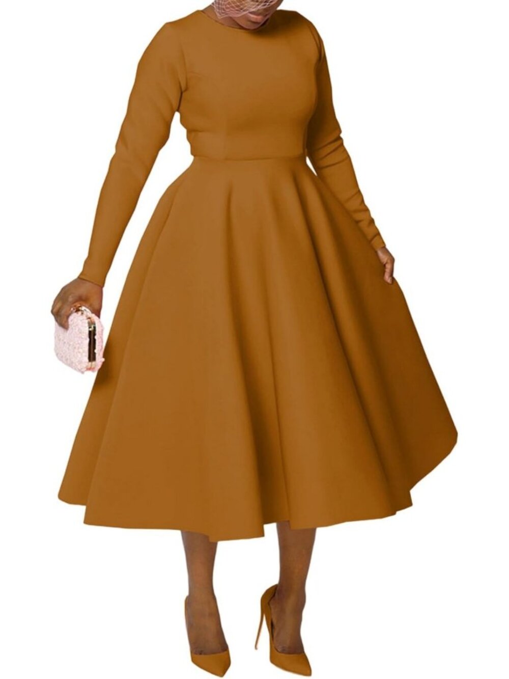 Vintage 1950s Long Sleeve Cocktail Dress for Women - Elegant Church Attire